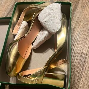 Never Worn Gold Metallic Ankle Strap Maisie Pump TRUE TO SIZE!